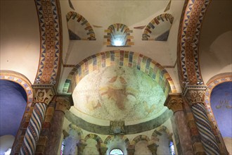 Biozat painted church. Saint Symphorien church. Christ in Majesty, Allier department, Auvergne