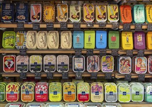 Shop window with sardine cans, Vienna, Austria, Europe