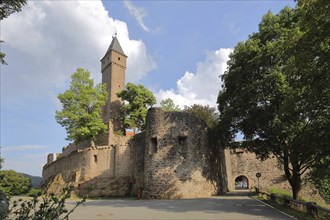 Castle built 1270 in Hirschhorn am Neckar, Neckar Valley, Odenwald, Hesse, Germany, Europe