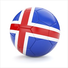 3d rendering of Iceland soccer football ball with Iceland flag isolated on white background