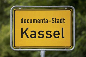 City entrance sign Documenta City of Kassel, Hesse, Germany, Europe