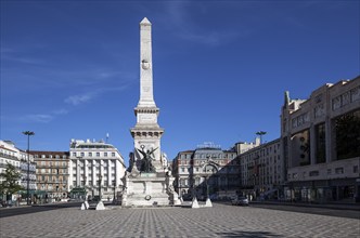 Praça dos Restauradores with monument to the Restoration War, Lisbon, Portugal, Europe