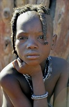 Himba girl, portrait, Omohanja, Kaokoland, Kunene, Namibia, Africa