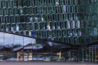 Glass facade of the Harpa Concert Hall and Congress Centre, Reykjavik, Reykjanes Peninsula,