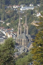 Cityscape and Elisabeth Church from Kaiser Wilhelm Tower with view from above, Spiegelslustturm,