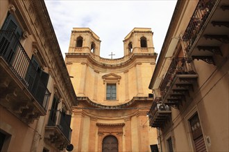 Old town of the late Baroque city of Noto in the Val di Noto, church, Chiesa di Montovergine,