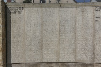 Memorial plaque at the Protestant St. Andrew's Church, memorial, lists of names of the fallen and