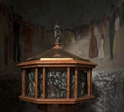 Baptismal font, church Basilica Parrocchiale SS. Filippo e Giacomo, Cortina d'Ampezzo, Province of