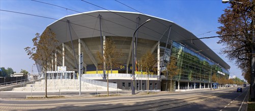 New construction of the Rudolf Harbig Stadium Dresden, the home of 1.FC Dynamo Dresden