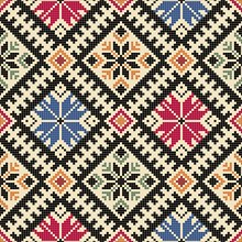 Traditional Latvian embroidery seamless pattern, vector illustration