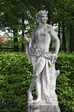 Putto, stone figure in the court garden of Bayreuth, Upper Franconia, Bavaria, Germany, Europe