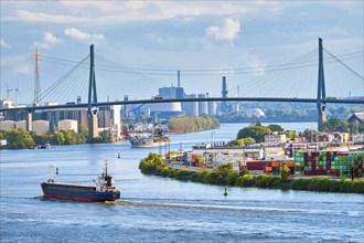 View to Köhlbrand Bridge, Altona, Hamburg, Land Hamburg, Germany, Europe