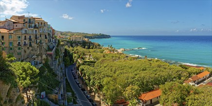 The medieval old town of Tropea with its turquoise sea and sandy beaches, Tropea, Vibo Valentia,