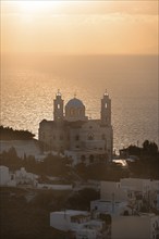 View from Ano Syros to the Anastasi Church or Church of the Resurrection, light mood, Ano Syros,