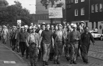 The spontaneous strike, here on 10 September 1969 by the miners of the Minister Stein colliery, was