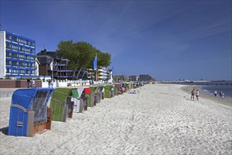 Beach of seaside resort at Wyk auf Föhr, Schleswig-Holstein, Germany, Europe