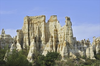 Strange rock formations created by water erosion at the Orgues d'Ille-sur-Têt in the