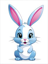 A simple cartoon Easter bunny with a white background, abstract illustration, AI generated