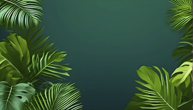 Collection of tropical leaves, foliage plant in green color with space background, AI generated