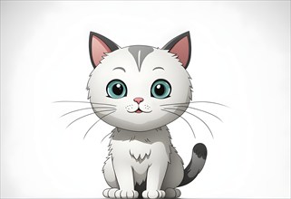 A simple cartoon cat with a white background, AI generated