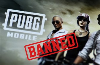 Photo Illustration of PUBG app with Banned text on an ipad device in Guwahati, india, on September