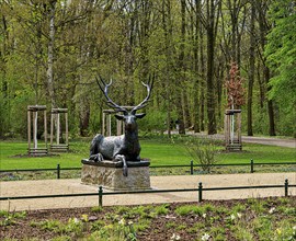 Bronze animal sculptures at Floraplatz in the Großer Tiergarten, Berlin, Germany, Europe