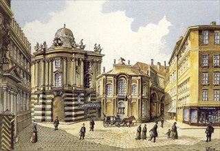 Michaelerplatz in Vienna, Austria, Painting by Adolf Hitler (1889-1845), Historical, digitally