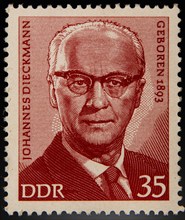 Johannes Dieckmann, 1893- 1969, a German journalist and politician. Portrait on an East German