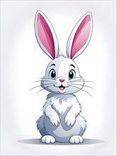 A simple cartoon Easter bunny with a white background, abstract illustration, AI generated