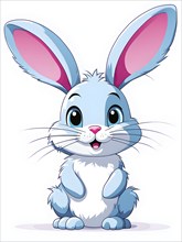 A simple cartoon Easter bunny with a white background, abstract illustration, AI generated