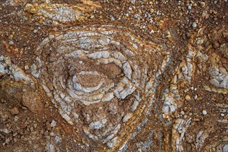 Various colourful rock layers in the rock, La Gomera, Canary Islands, Spain, Europe