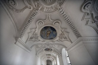 Cloister with 17th century stucco work, in the Dominican convent of Wettenhausen, 12th century,