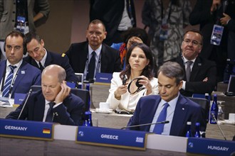 NATO summit meeting in Washington. Olaf Scholz (SPD), Federal Chancellor, Annalena Bärbock