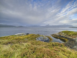 View of the surrounding mountains along the Atlantic Road, part of the Atlantic Road,