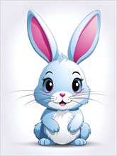 A simple cartoon Easter bunny with a white background, abstract illustration, AI generated