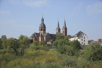 View of Einhard Basilica of St. Marcellinus and Peter, monastery complex, Seligenstadt, Main,