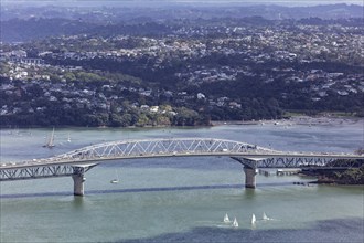 Harbour Bridge, from the television tower, Auckland, New Zealand, Oceania