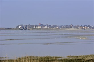 Bay of the Somme and view over the village Le Crotoy, Picardy, France, Europe