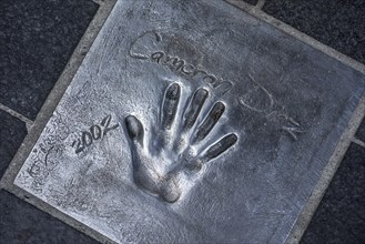 Handprint of American actress Cameron Diaz at the Esplanade Georges Pompidou in the city Cannes,