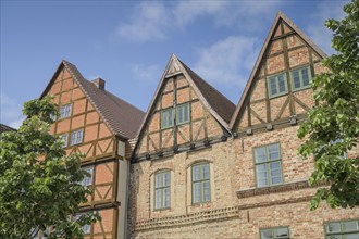 Old buildings, Schlachtermarkt, Schwerin, Mecklenburg-Vorpommern, Germany, Europe