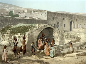 The Virgin's fountain of Nazareth, Holy Land, Israel, c. 1890, Historic, digitally restored