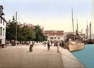 Sebenico, Sibenik, the Alla water front, Dalmatia, former Austro-Hungary, today Croatia, c. 1890,