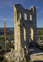 Ruin of Grevenburg Castle with view of the Moselle, Traben-Trarbach, Middle Moselle,