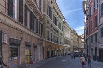 Historic residential buildings in the centre of Genoa, Italy, Europe