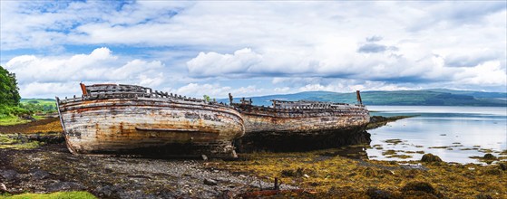 Panorama of Ships wrecks, Salens, Isle of Mull, Scottish Inner Hebrides, Scotland, UK