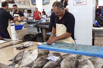 Fish hall, fish market, market hall Mercado dos Lavradores, Funchal, Madeira Island, Portugal,