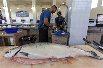 Fish hall, fish market, market hall Mercado dos Lavradores, Funchal, Madeira Island, Portugal,