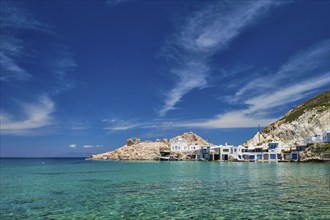 Greek village scenic picturesque view in Greece, the beach and fishing village of Firapotamos in