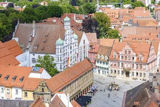 View from the Martin Tower over the historic old town of Memmingen in Unterallgäu, Swabia, Bavaria,