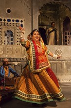 UDAIPUR, INDIA, NOVEMBER 24: Bhavai performance, famous folk dance of Rajasthan state of India.